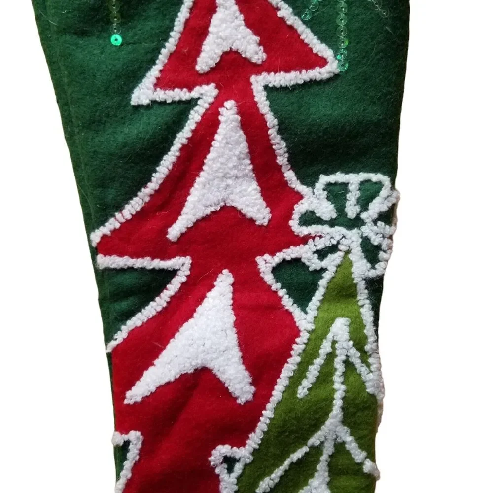 Pier 1 Imports Christmas Stocking High Heel Shoe 22” x 9” Feather Trim Sequins